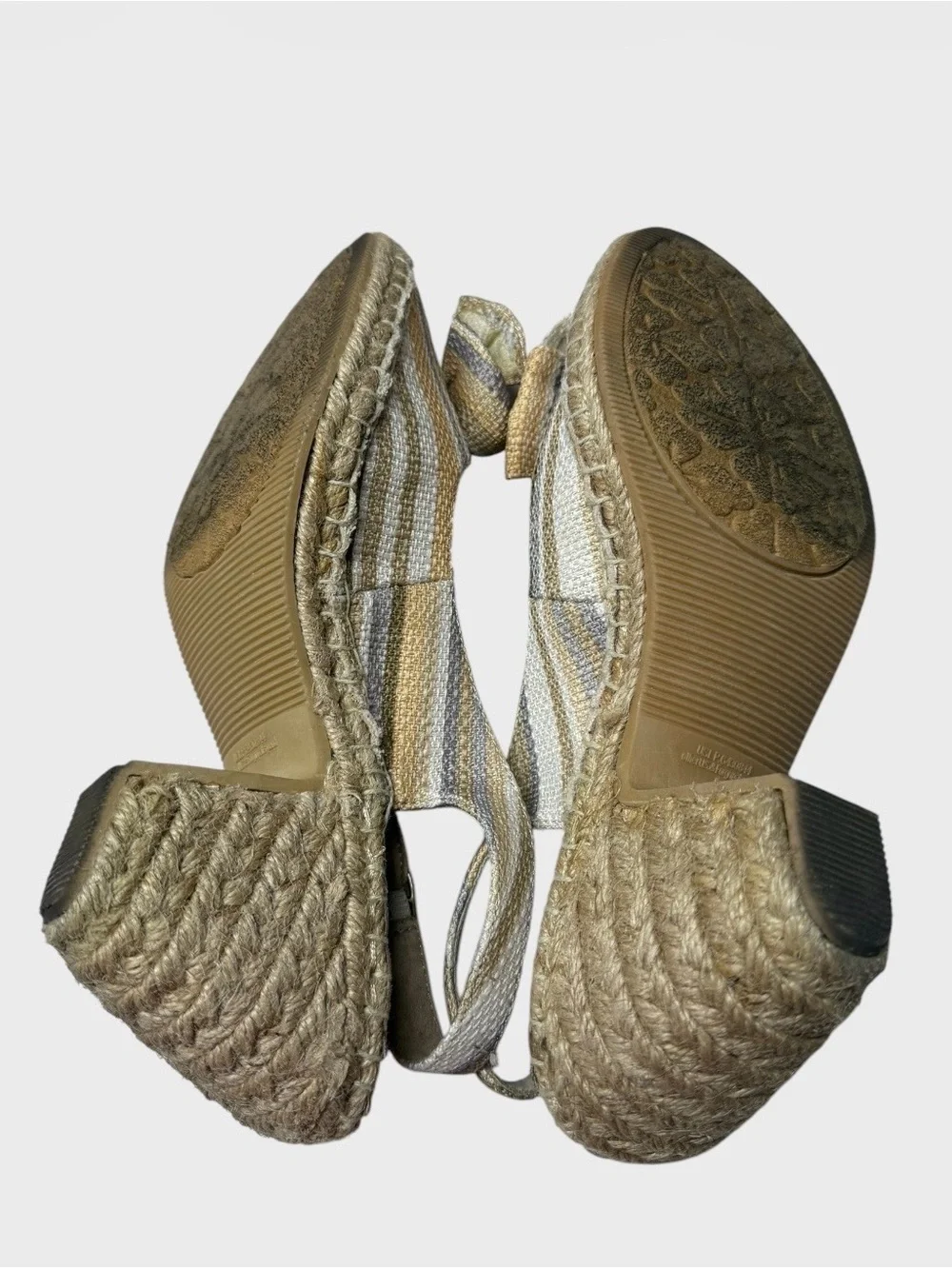 croft & barrow Beige and White Plaid Bow Slingback Espadrille Sandals